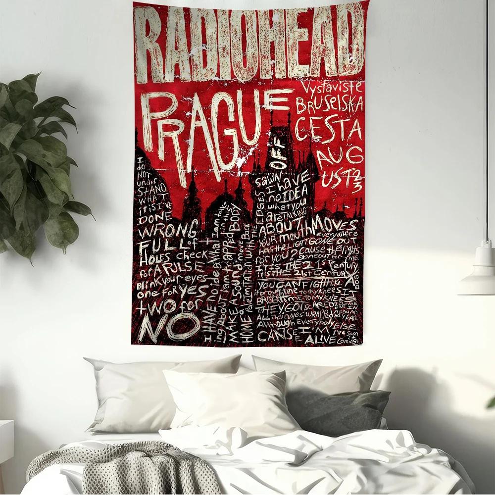 Vintage Rock Band Characters Radiohead Printed Large Wall Tapestry Indian Buddha Wall Decoration Witchcraft Bohemian Hippie