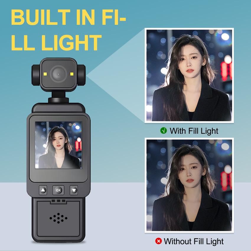FHD 2.5KPocket Recorder: Ultra-Compact & Wearable 180° Rotatable Night Vision Lens, Loop Recording - Ideal For Travel, Sports