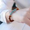HD Natural Agarwood Jade & Amber Women's Beaded Bracelet - Light Luxury Peace Buckle Design