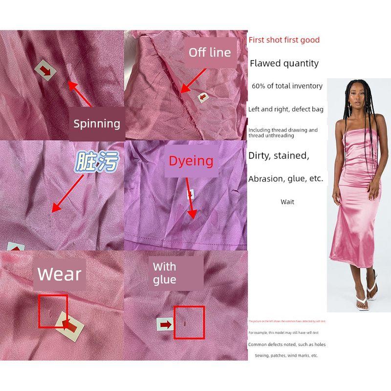 

Foreign Trade Original Order PRI * Ncess Polly Shaya Elegance Silks and Satins off-the-Shoulder Tube Top Dress Long Dress Pink Pink XL