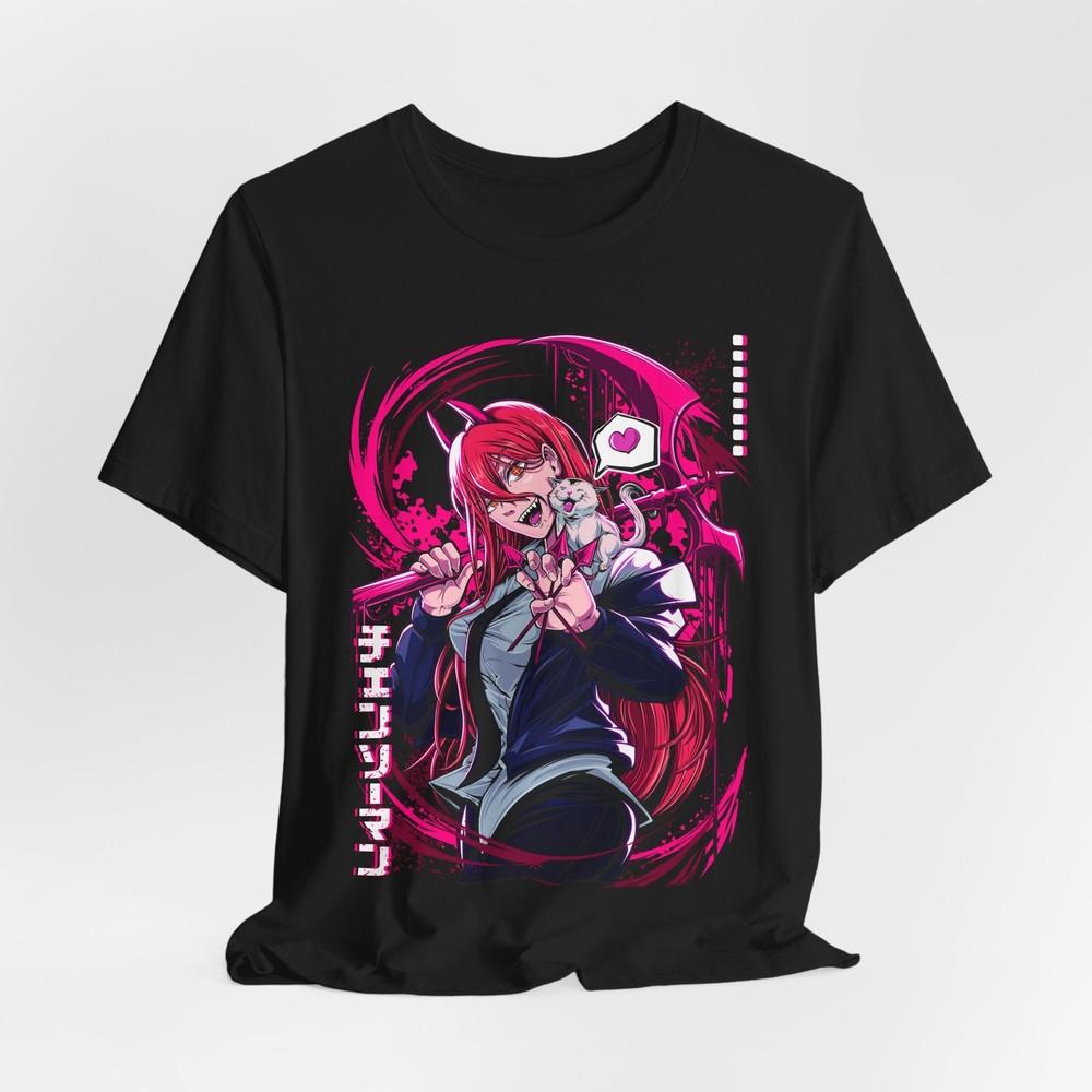 Anime Girl with Sword TShirt  Red Hair Vibe Japanese Text