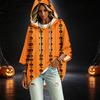 Women's Fashion 3/4 Sleeve Halloween Print Hoodie Pullover Top