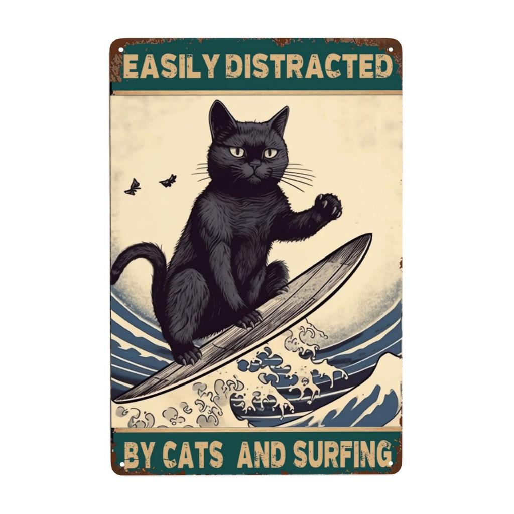 1pc, Retro Cats Metal Sign Once Upon A Time There Was A Girl Who Really Loved Cats Vintage Sign for Home Retro Coffee 8x12 In