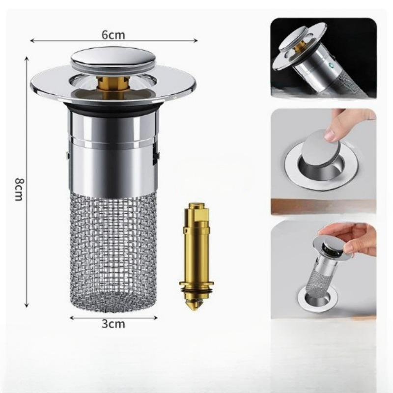 

Washbasin Leakage Plug Filter Bounce Core Washbasin Sink Drain Anti-odor Net Universal Push-type Seal for Washbasins (1pc) Copper core model