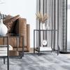 Beistelltisch mit gehärteten Glasplatten, 2 Ebenen, klassisches Design mit Metallstruktur, Schwarz
