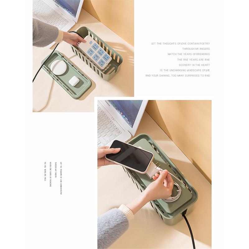 Steckdosenleisten-Aufbewahrungsbox Hohl Wärmeableitung Einfach 6 Ladelöcher Kabelcontainer für Zuhause Erbsengrün