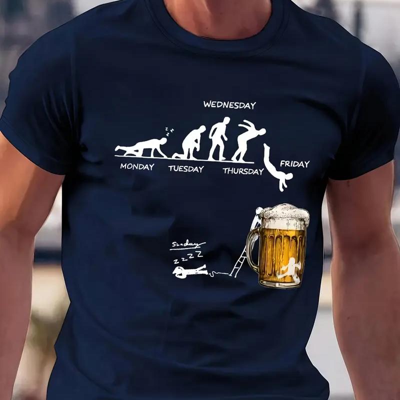 

Нова літня чоловіча модна футболка з принтом пива, чоловіча футболка топ L синій