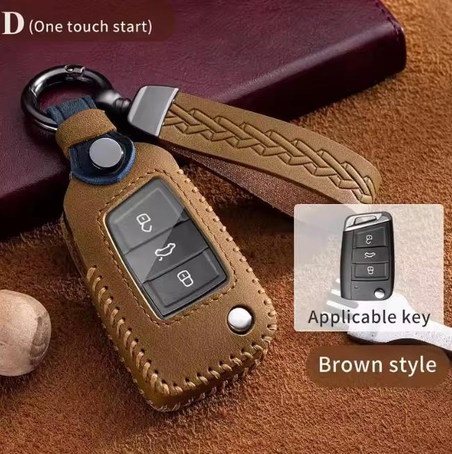 Leather Car Folding Key Case Cover for VW Volkswagen Golf 7 MK7 Tiguan MK2 For SEAT Ateca Leon FR 2 Ibiza For Skoda Octavia A7