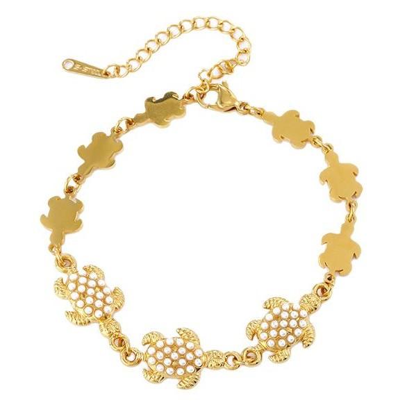 European and American fashion high-end sense multi-element inlaid pearl bracelet niche design butterfly love stainless steel jewelry