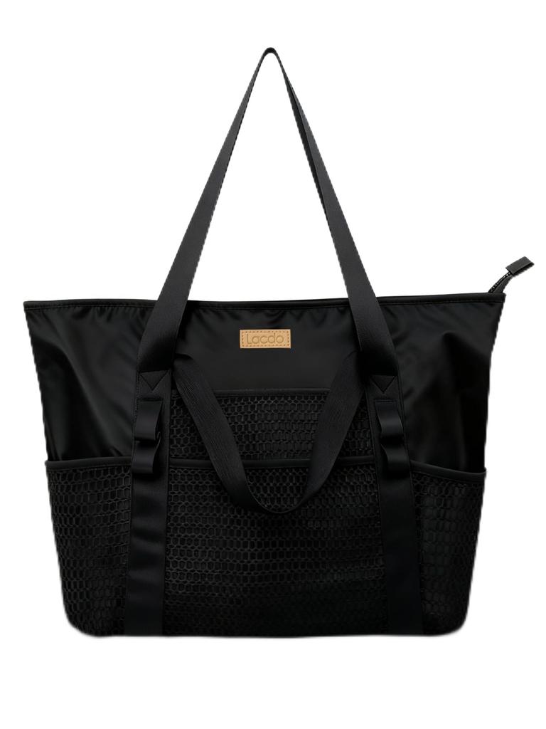 Lacdo Women's Casual Mesh Tote Bag, Hobo Bag, Foldable Handbag, Shoulder Bag, Large Capacity Beach Bag, Perfect for Travel, Picnics, and Vacation