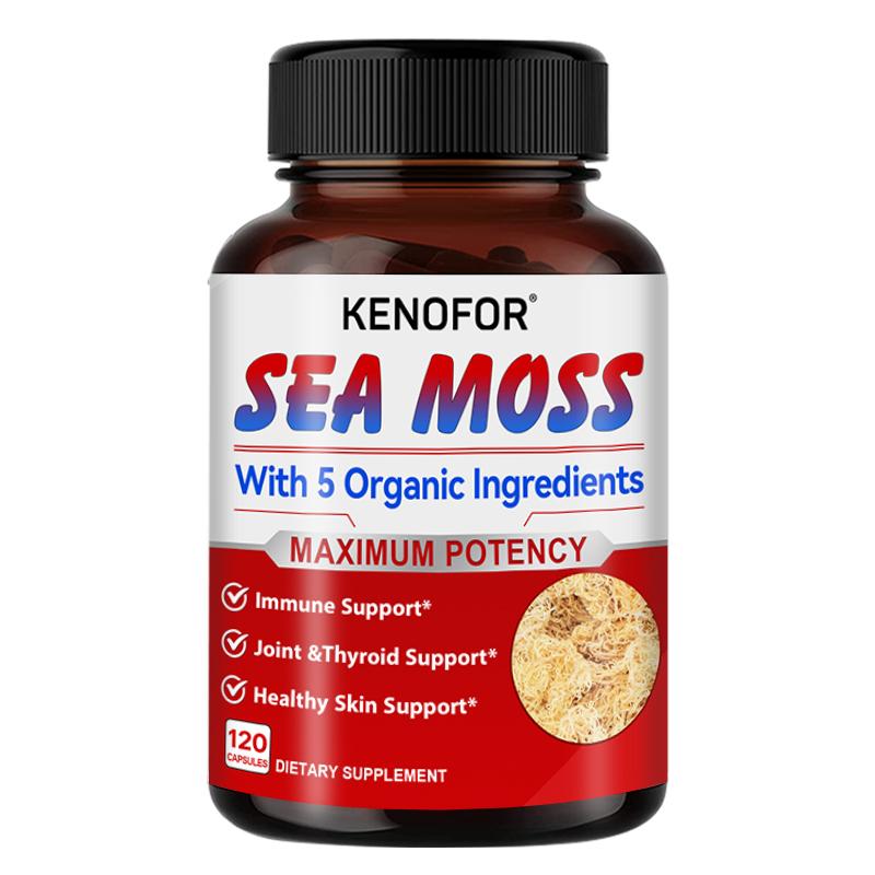 Irish Sea Moss Dietary Supplement, With Burdock Powder, Turmeric Powder, 120 Capsules Per Bottle 120 Capsules