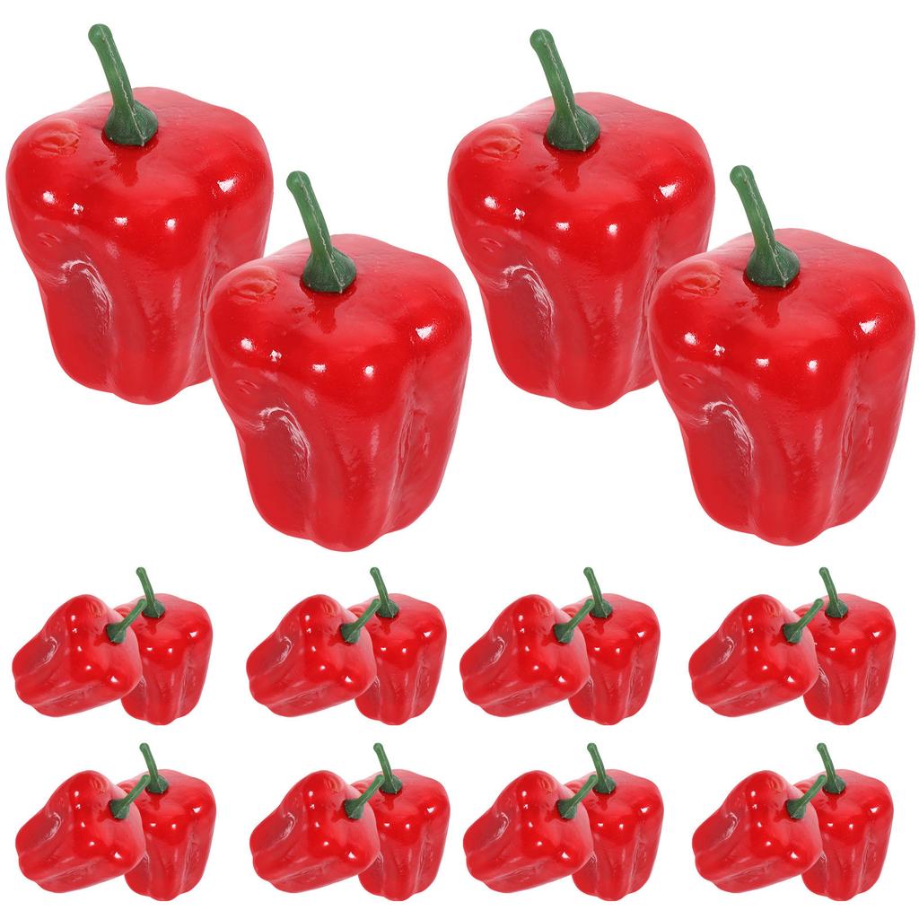 20Pcs Foam Fake Peppers Bright Red Simulated Chilies for Creative Desktop Decoration Photography Props Kitchen Theme Decor