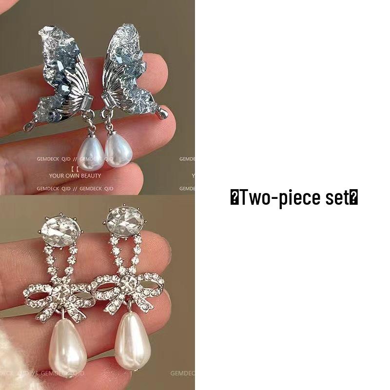 

2024 Серебряные серьги-пусеты с жемчугом в виде бабочек: Легкий роскошный французский дизайн для женщин 925 Silver