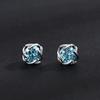 Hip Hop Style High Carbon Freshwater Blue Rose Stud Earrings For Male And Female Couples Personality Trend Rose Earrings