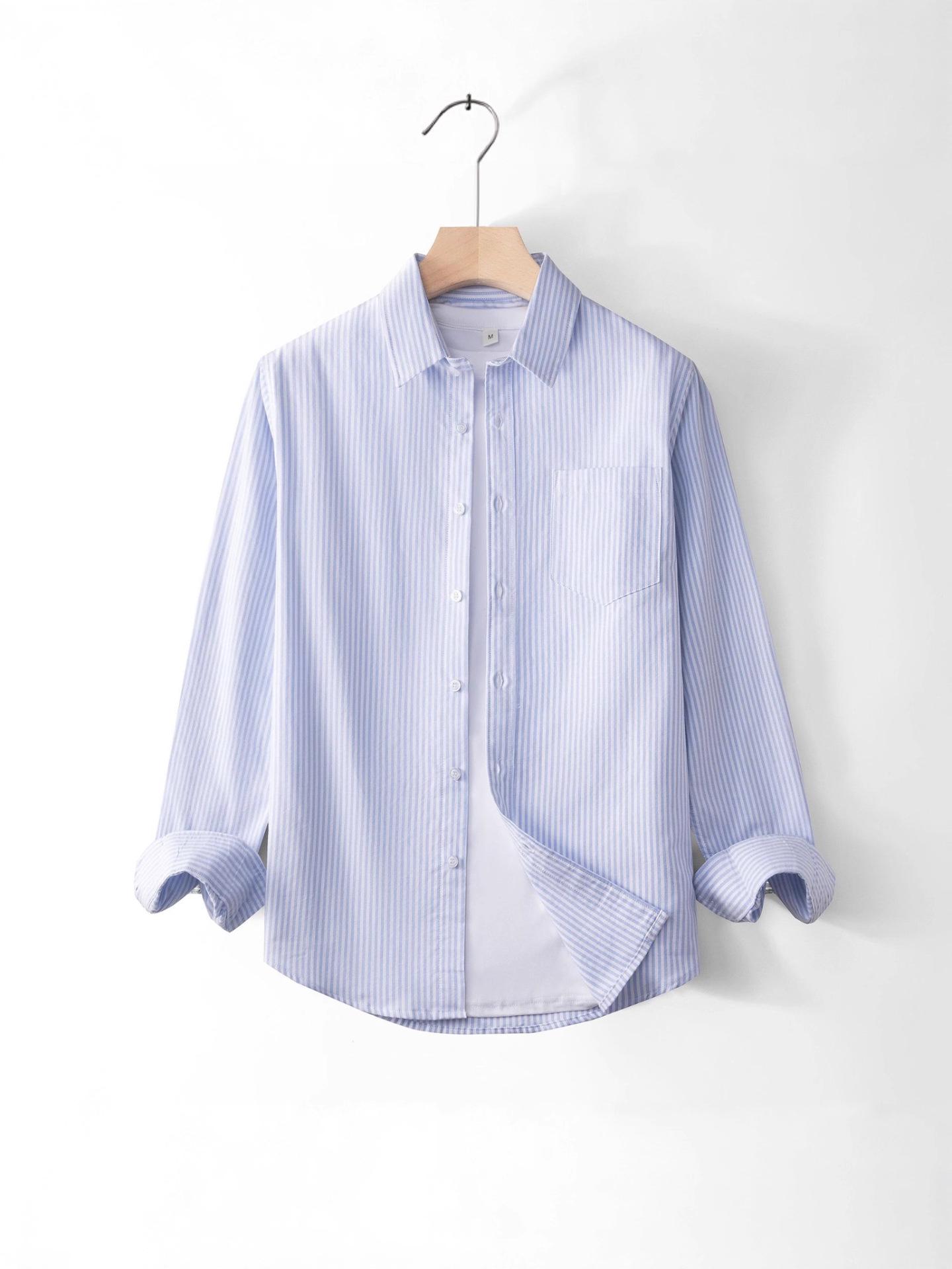 

Men s Light Blue Slim Fit Classic Striped Long Sleeve Shirt - Spring & Autumn Fashion Style XL темно-синього кольору