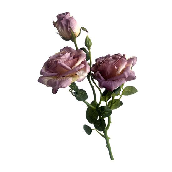 Artificial Flowers 3-Headed French Rose Realistic False Flowers Indoor Outdoor Decoration Wedding Garden Event Photography Props