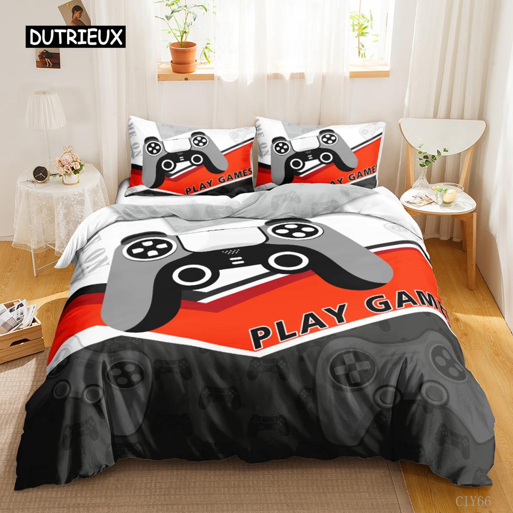 Gamer Duvet Cover Set Kids Boys Teens Video Game Controller Gamepad Bedding Set Double Queen King Size Polyester Qulit Cover