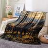 1PC Moonlit Highland Yaks Print FlAannel Blanket, High quality Comfortable for All Seasons, Home Decor, Warmth and Comfort