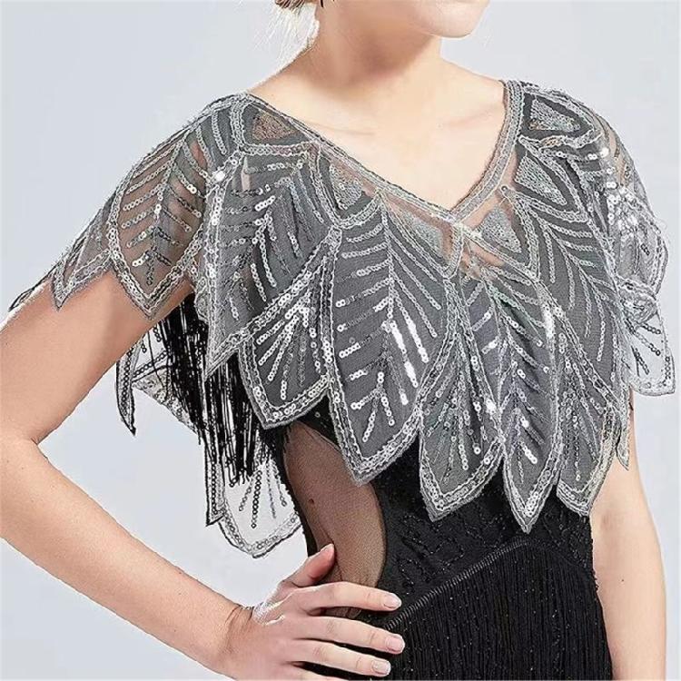 Sequins Flapper Shawl Costume Beadwork Accessories for 20s Theme Party