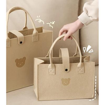 Cute Bear Felt Multifunctional Tote - Ideal for Cosmetics & Sundries Storage | Large Capacity, Easy Access Pockets | Soft Felt M