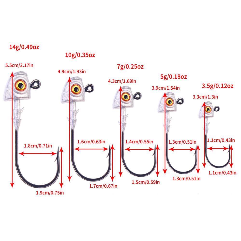 5PCS/Big Eyes High Strength Jig Head for Worm Lure Swimbait Hook For Seawater Freshwater Fishhook Fishing Tackle