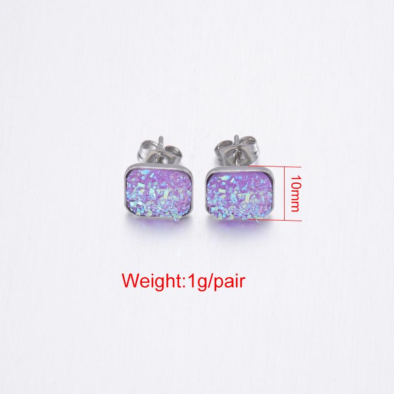 Women’s Crystal Cluster Rhinestone Stud Earrings - Square Concave-Convex Design, Star Style