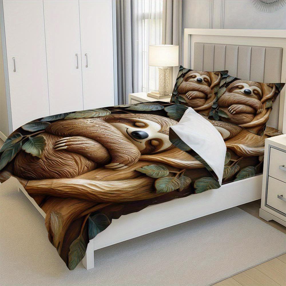 Lifesmells 2/3-teiliges entzückendes Faultier-Bettwäsche-Set - Gemütliches Bettwäsche-Set, perfekt für Weihnachten & Winter, maschinenwaschbar