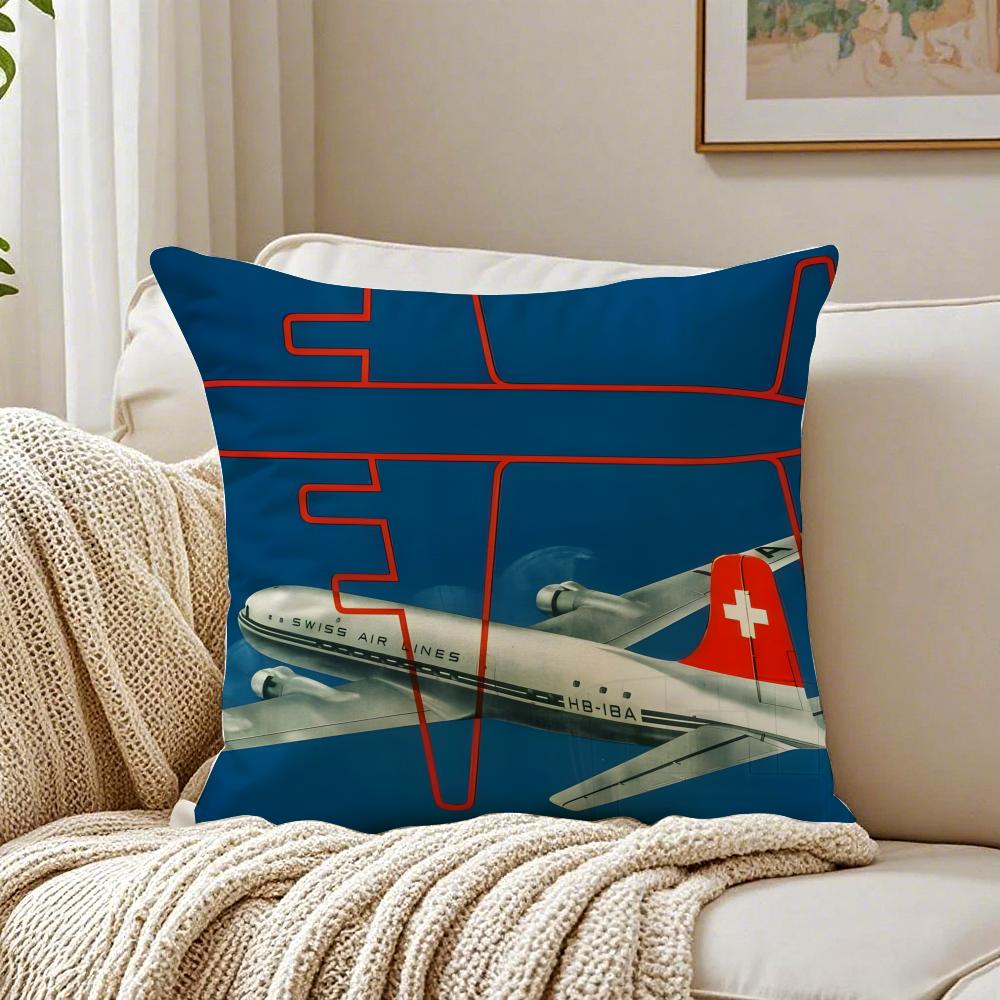 S-Swissair Pillow Aviation Brand Cushion Cushion Cover Pillowcase Anti-Dustmite Living Room Sofa Decor Cushion Room