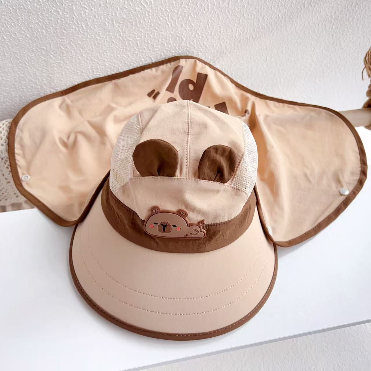 Cute children s sun hat girls  summer large eave sun hat cartoon little girls  UV resistant outdoor sun hat