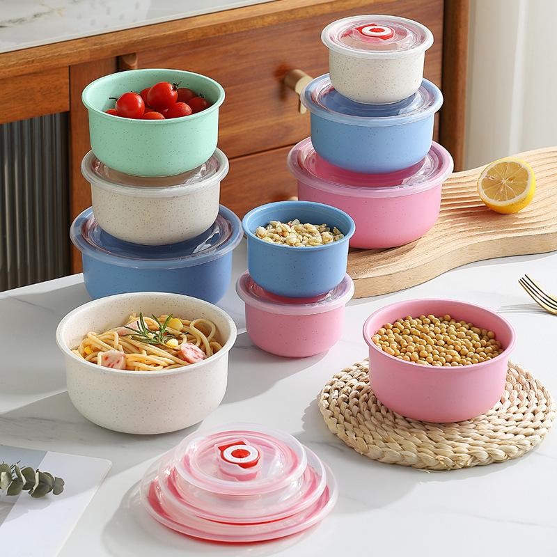 Kitchen Fresh-Keeping Bowl With Lid Dry Food Fruits And Vegetables Sealed Storage Box Portable Office Worker Lunch Box