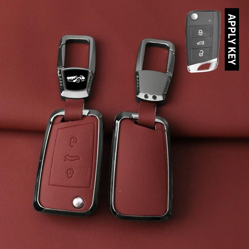 Interior Mouldings Metal Car Key Case Cover Shell For VW Volkswagen Golf 7 MK7 Tiguan MK2 SEAT Ateca Leon FR 2 Ibiza For Skoda O