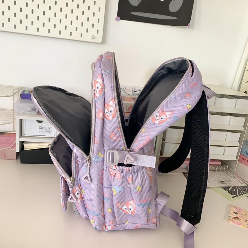 Grade 3-6 Schoolbag for Girls Fox Print Backpack Children Lightweight Backpack