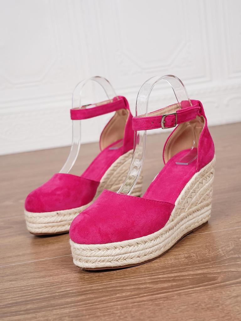 Eleganti Sandali Zeppa Donna a Punta Chiusa: Suola Spessa, Plateau Impermeabile, Design Espadrille, Cinturino alla Caviglia
