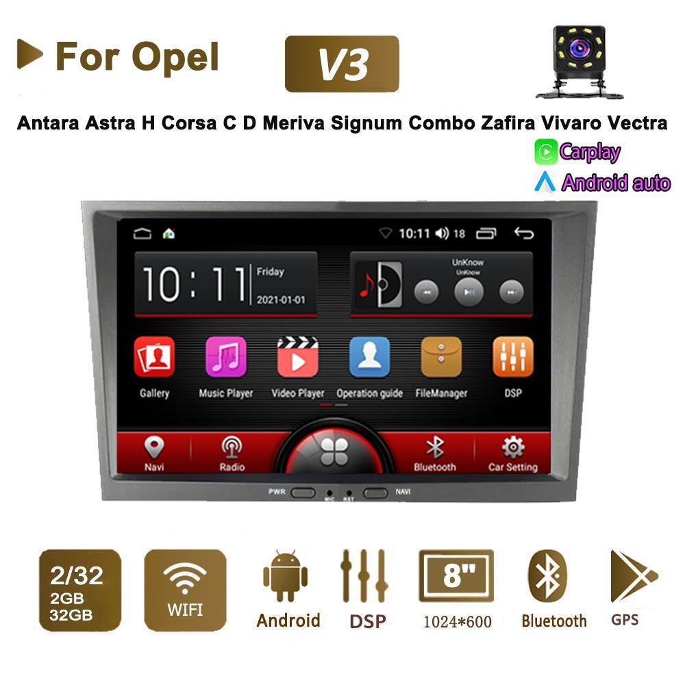 8 Inch Android Car Radio For For Opel Astra H Vectra C D Corsa Antara Combo Vivaro Zafira Corsa 2 DIN Multimedia Carplay GPS 2+64GB