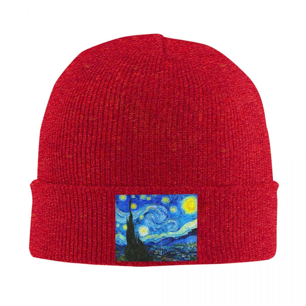 Vincent Van Gogh Starry Night Warm Knitted Cap Hip Hop Bonnet Hat Autumn Winter Outdoor Beanies Hats for Men Women Adult