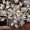 Bridal Crystal Flower Pearl Hair Comb Rhinestone Hairpin Headband Tiara -Wedding Hair Accessories for Women Elegant Jewelry Gift