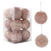 12Pcs 8cm Christmas Tree Balls Ornament Big Glitter White Red Xmas Tree Hanging Pendant Decoration For Home 2025 New Year Gift