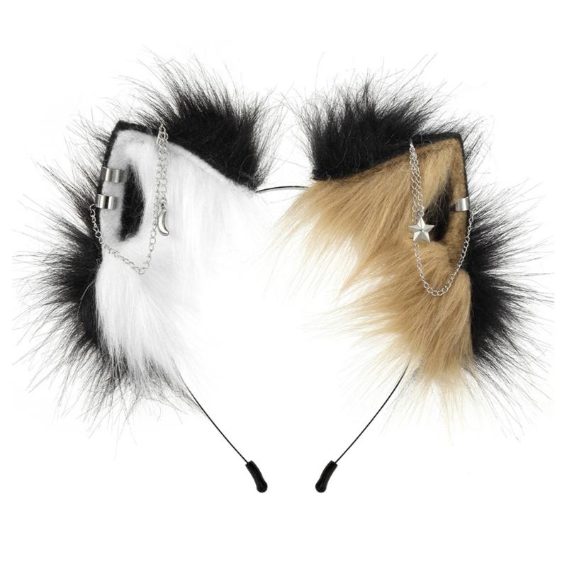 Faux Furs Animal Ear Headdress for Cosplay Anime Parties Adjustable Shape Headwear