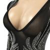 X5002 Sexy Strassbesetztes Durchsichtiges Mesh Langkleid für Nachtclubs