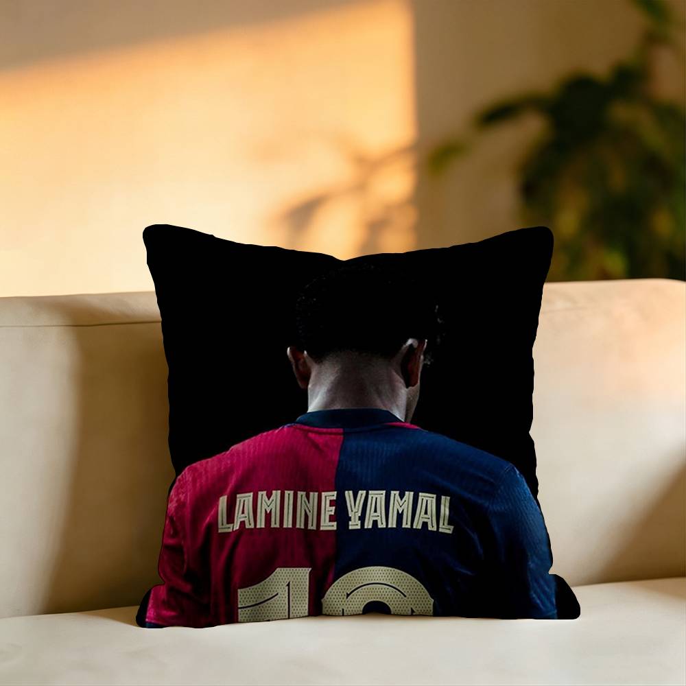 Football Star Lamine Yamal Pillow Case Square DoubleSided Sofa Cushion Cover Bedroom Bedside Pillow