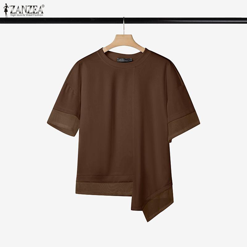 ZANZEA Women Casual Round Neck Summer Half Sleeve T-Shirts