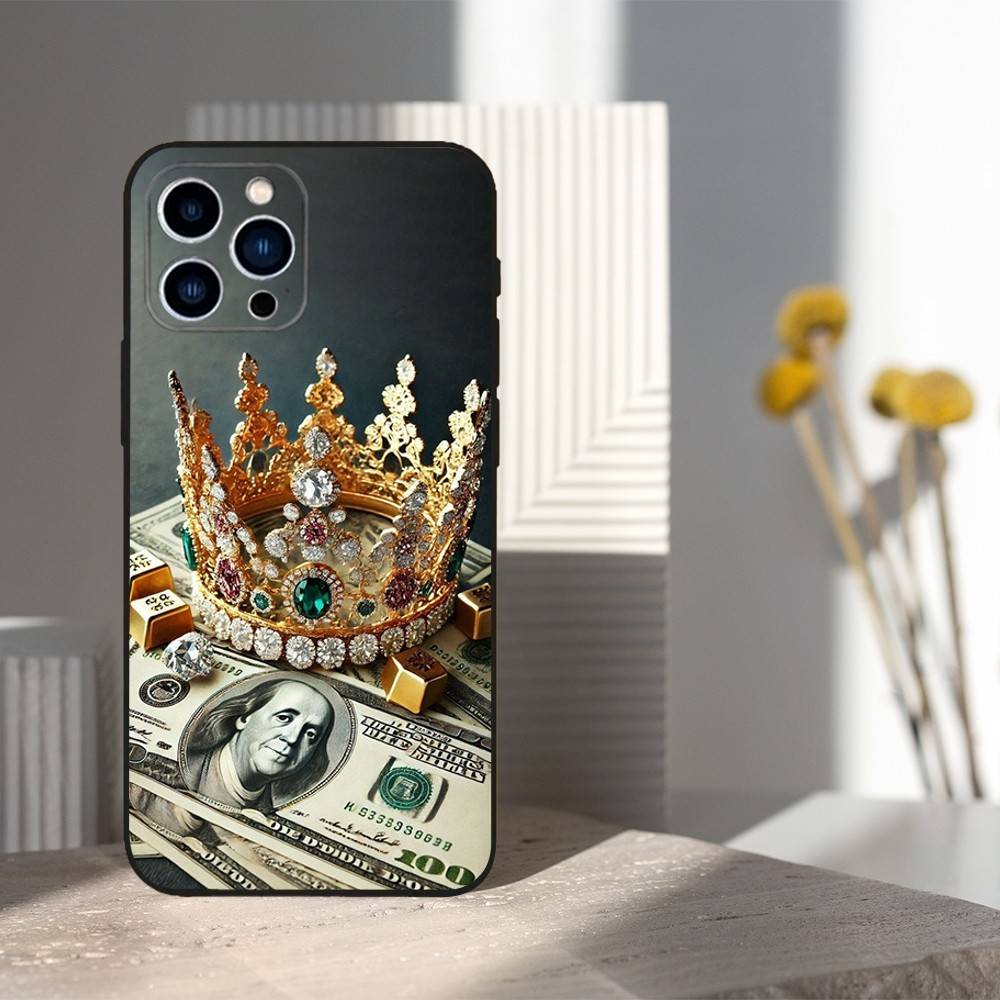 

Wealth Art Dollar Pattern Phone For iPhone 13,12,15,14,11,16,17,Plus,Pro Max,XS,X,XR,SE,Mini,8,7,Soft Silicone Black iPhone15PROMAX