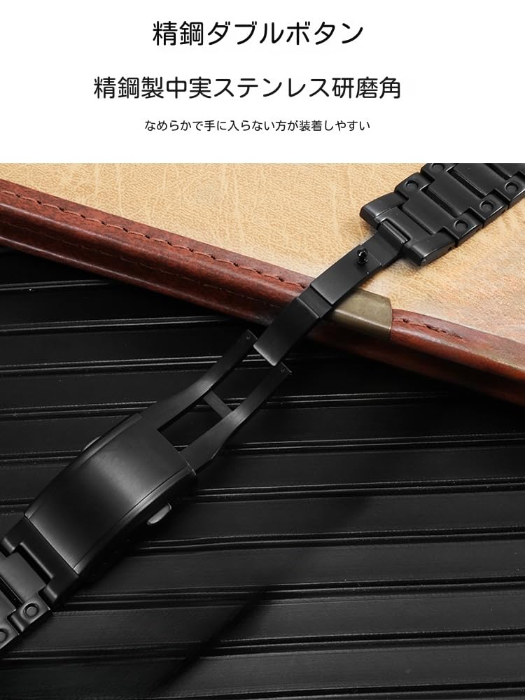 Small Square Modified Stainless Steel Watch Strap with Protruding Bracelet for and Watch Cases Watch Band for [Zealbeaty] GM-5600 GM-2100 (Black