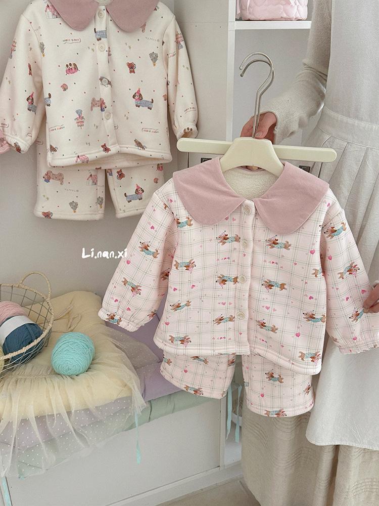 Girls' Winter Fleece-Lined Pajama Set - Comfortable & Warm 2025 New Style