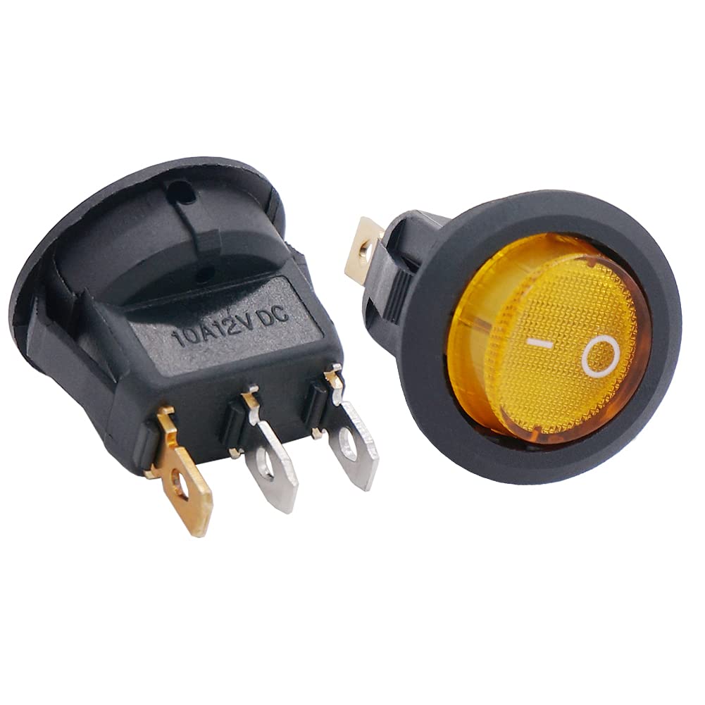12pcs 3pin Round Switch 20A 12V Light with Color Switch Rocker Switch Can Be Used for Car Motorcycle Boat Bus RV Switches Seat 3