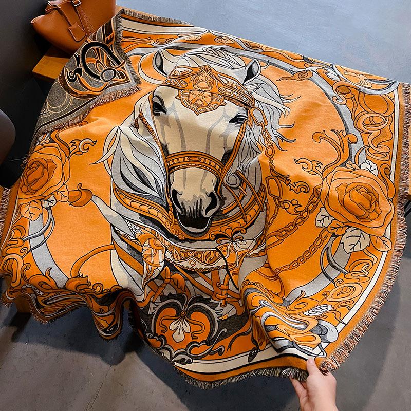 

2024 Новое печатное одеяло Steed для осени и зимы, теплое и толстое, с кондиционером, для женщин 132x134CM