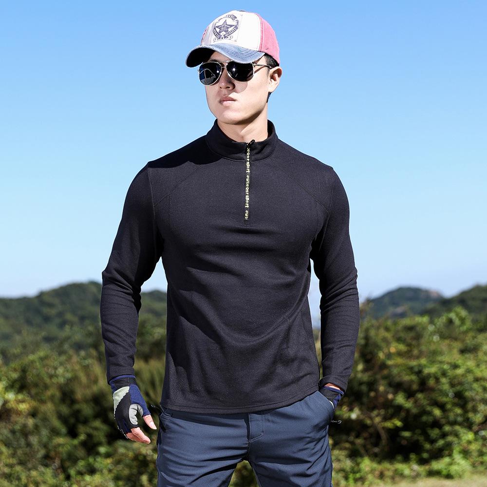 

Мужская быстросохнущая флисовая куртка с длинным рукавом – Дышащая, теплая, осенний топ со стойкой 4XL (85-95 kg) чёрный