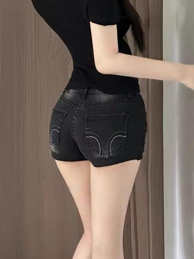 Sexy Denim Petite Slim Fit High Folded ZSY065 Shorts, Size, Roll-Up Denim, Jeans, Waist, Hem, Pockets,