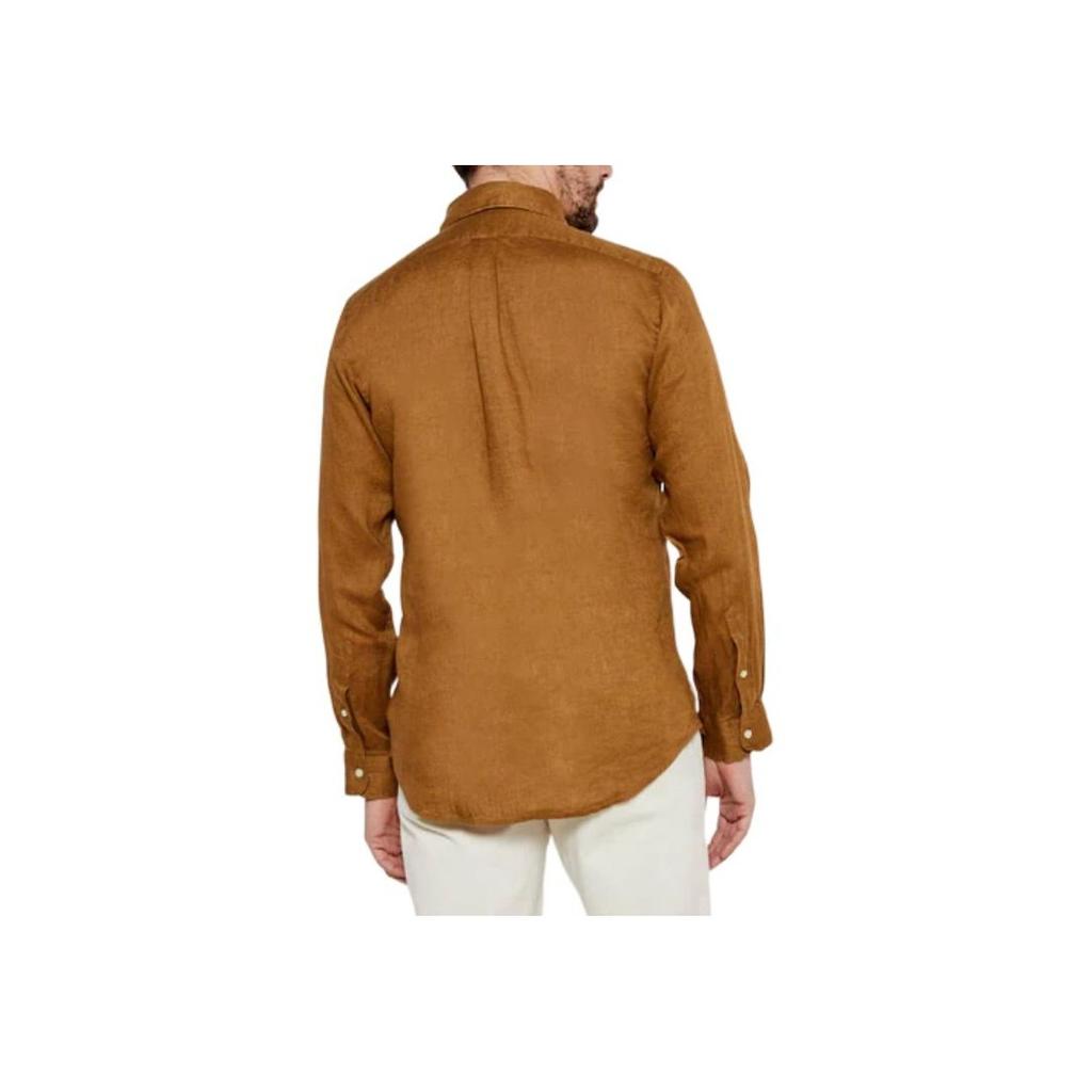 Polo Ralph Lauren Solid Color Embroidered Logo Polo Button Long Sleeve Shirt Men Shirts Khaki 710966294-016