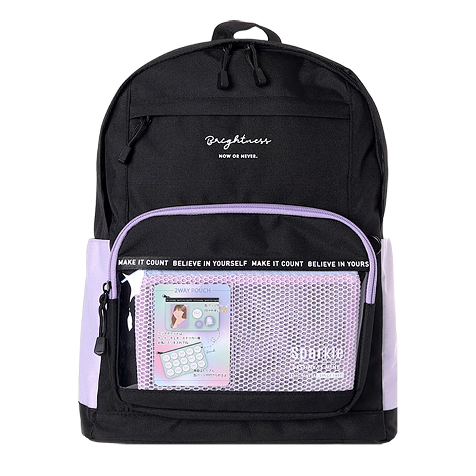 

Coboca+ C25361 Рюкзак з сітчастою кишенею, 17 л, Сумісний з Oshikatsu, Вміщує Instax та колекційні картки, Чорний x БілийФіолетовийСиній (BKPurple)